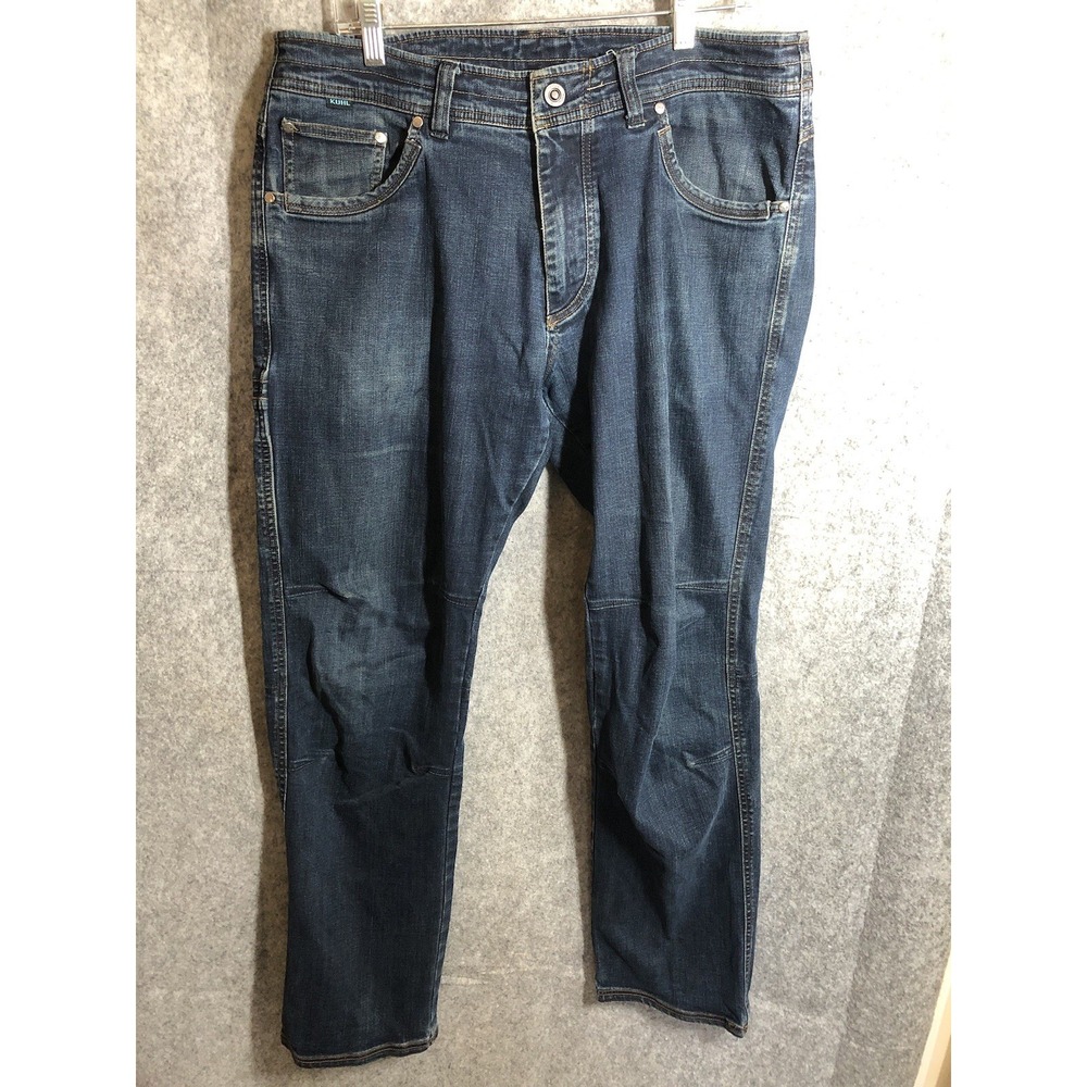 Kuhl Jeans Mens 36x32 Blue Denim Medium Wash Rydr Stretch Straight Leg Casual